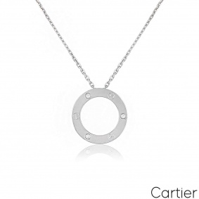 Cartier White Gold 3 Diamond Love Necklace B7014600